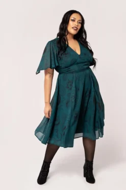 Hell Bunny Venom Midi Dress DarkGreen Sale