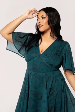 Hell Bunny Venom Midi Dress DarkGreen Sale