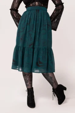 Hell Bunny Venom Skirt DarkGreen Best