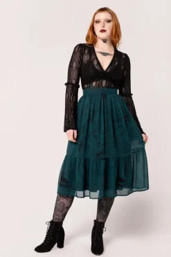Hell Bunny Venom Skirt DarkGreen Best