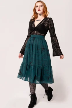 Hell Bunny Venom Skirt DarkGreen Best