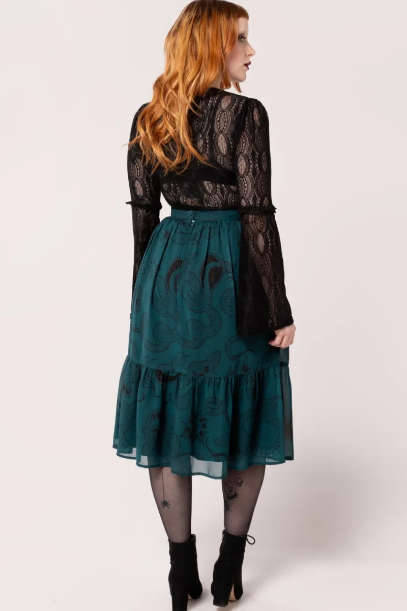 Hell Bunny Venom Skirt DarkGreen Best