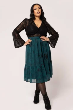 Hell Bunny Venom Skirt DarkGreen Best