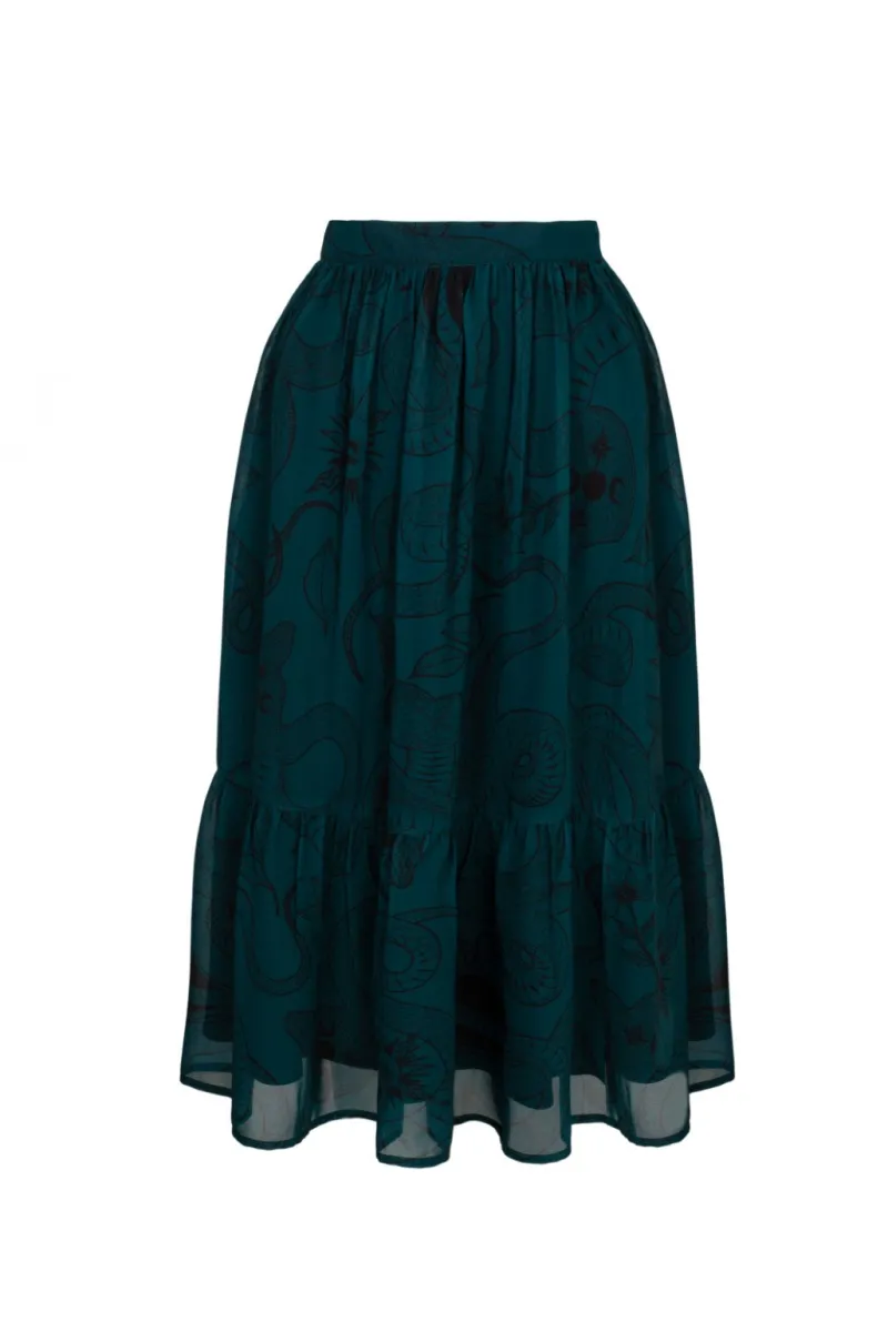 Hell Bunny Venom Skirt DarkGreen Best