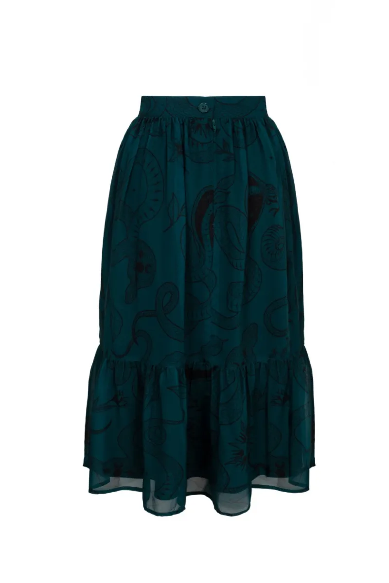 Hell Bunny Venom Skirt DarkGreen Best