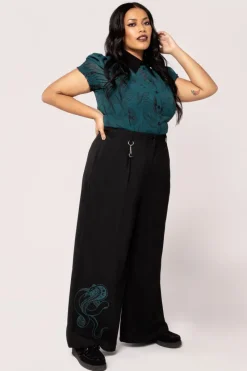 Hell Bunny Venom Trousers Black New