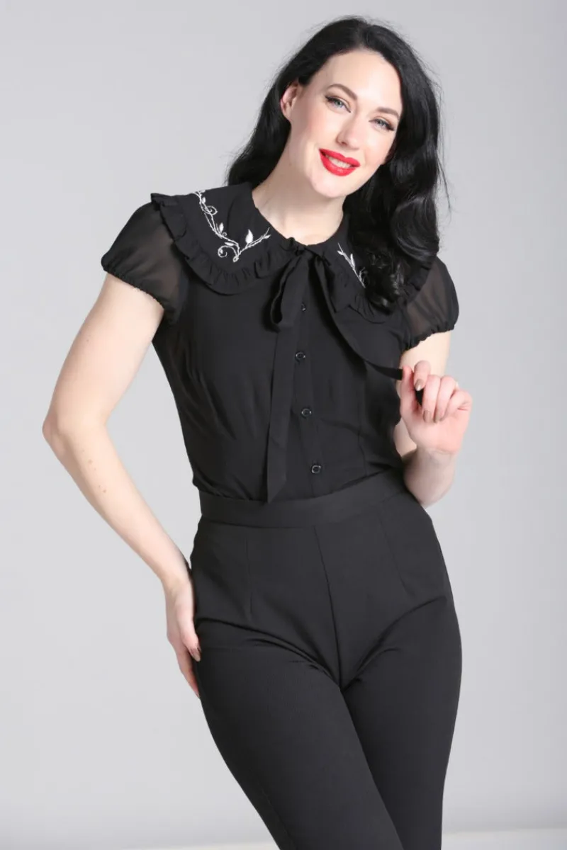 Hell Bunny Vina Blouse Black Hot