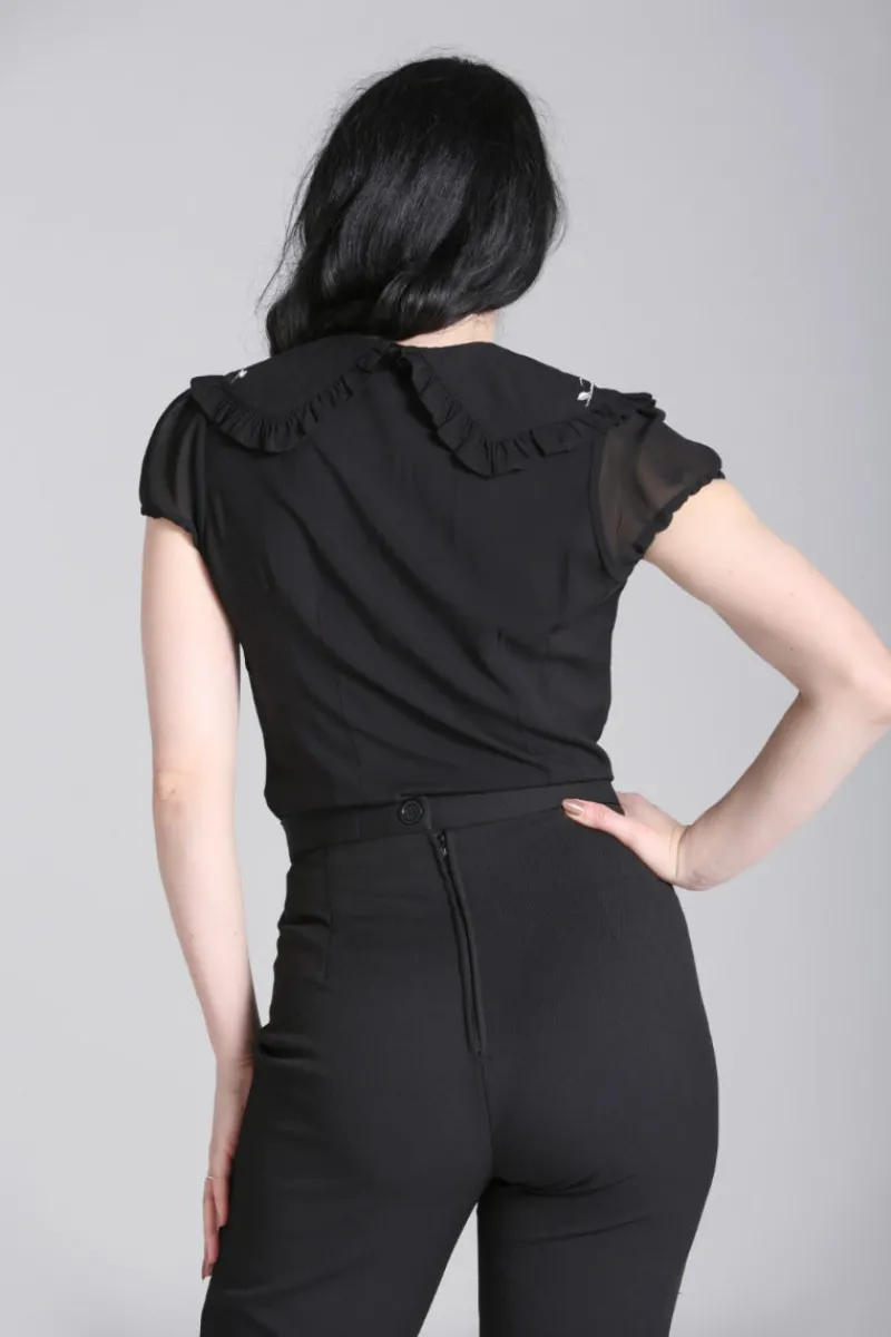 Hell Bunny Vina Blouse Black Hot