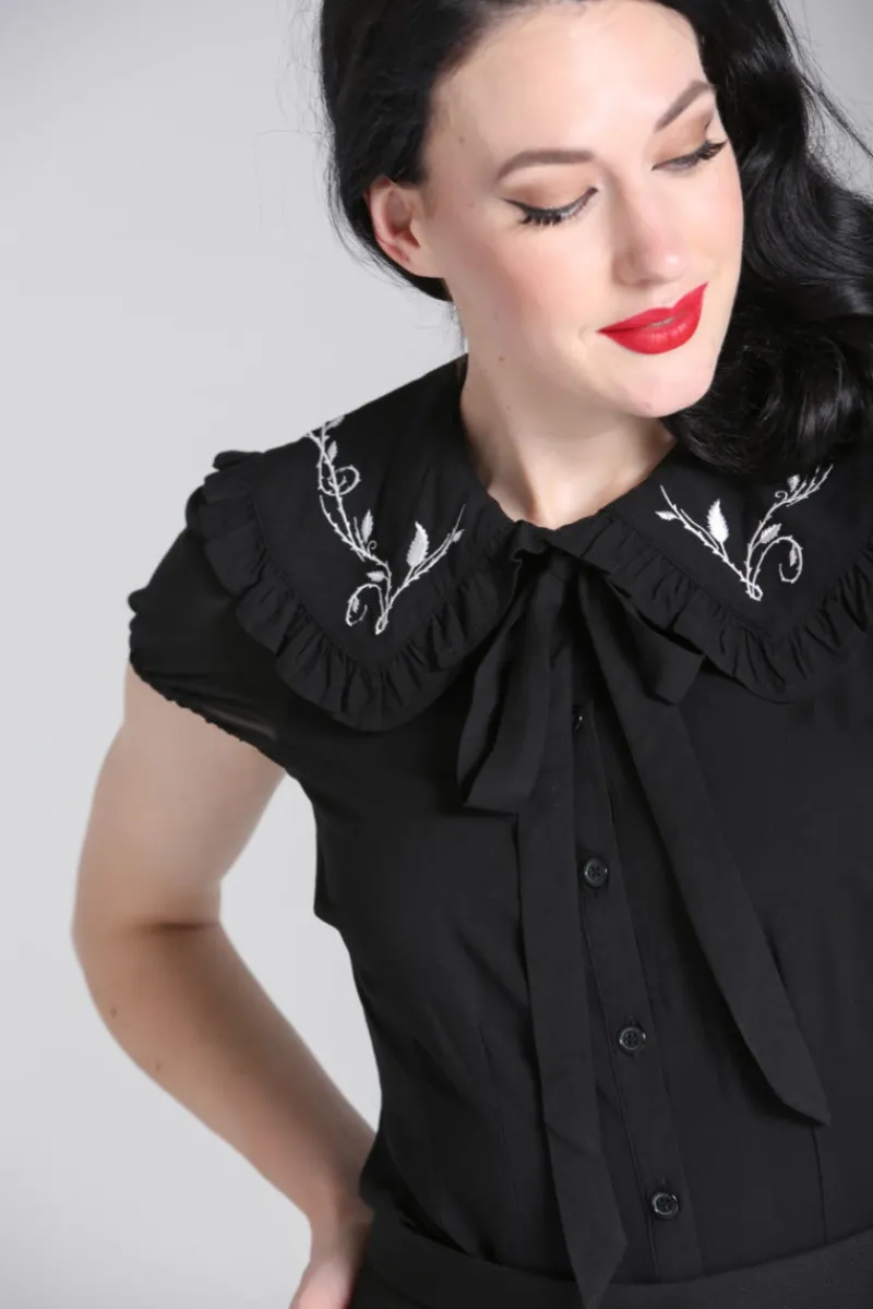 Hell Bunny Vina Blouse Black Hot