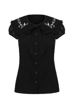 Hell Bunny Vina Blouse Black Hot