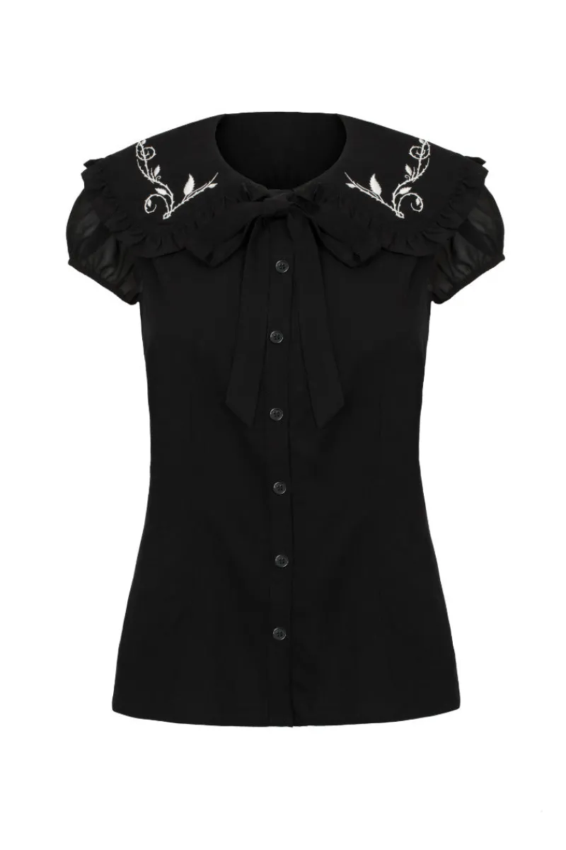 Hell Bunny Vina Blouse Black Hot
