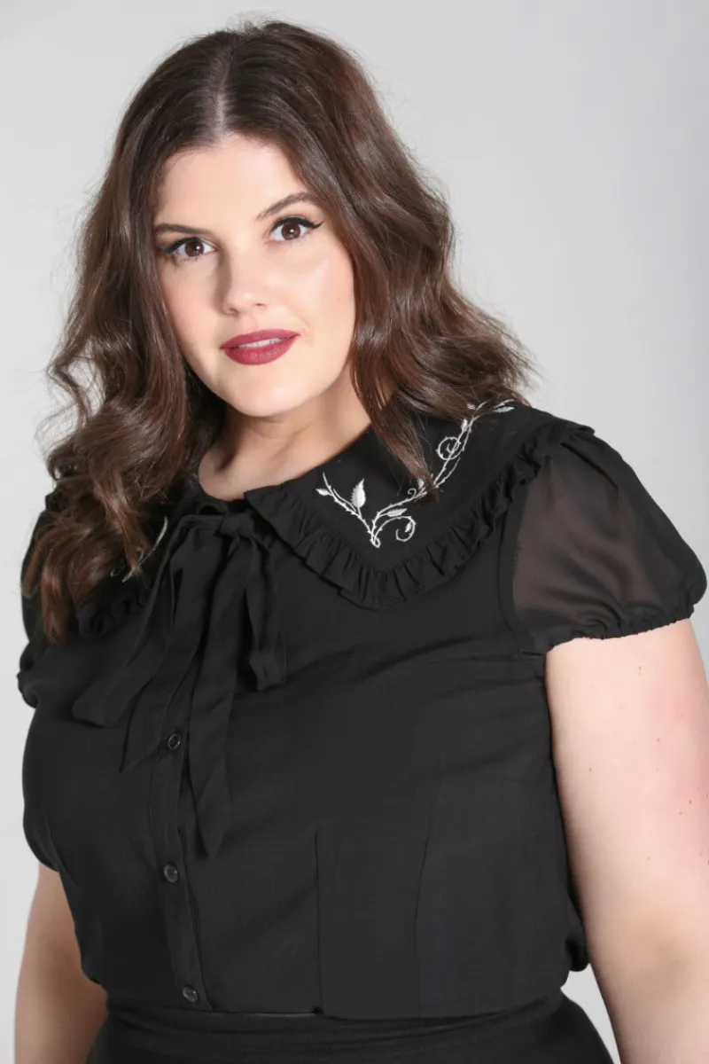 Hell Bunny Vina Blouse Black Hot