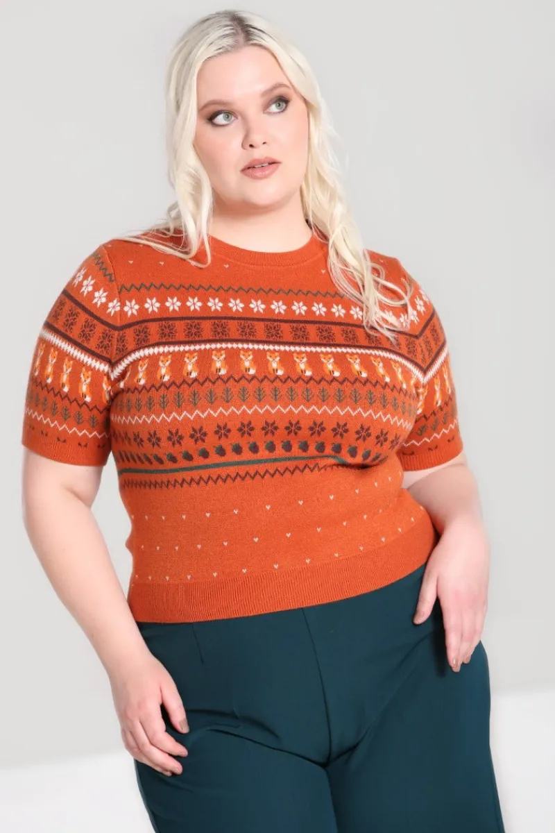 Hell Bunny Vixey Jumper Brown Clearance