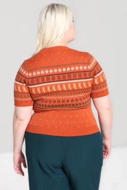 Hell Bunny Vixey Jumper Brown Clearance