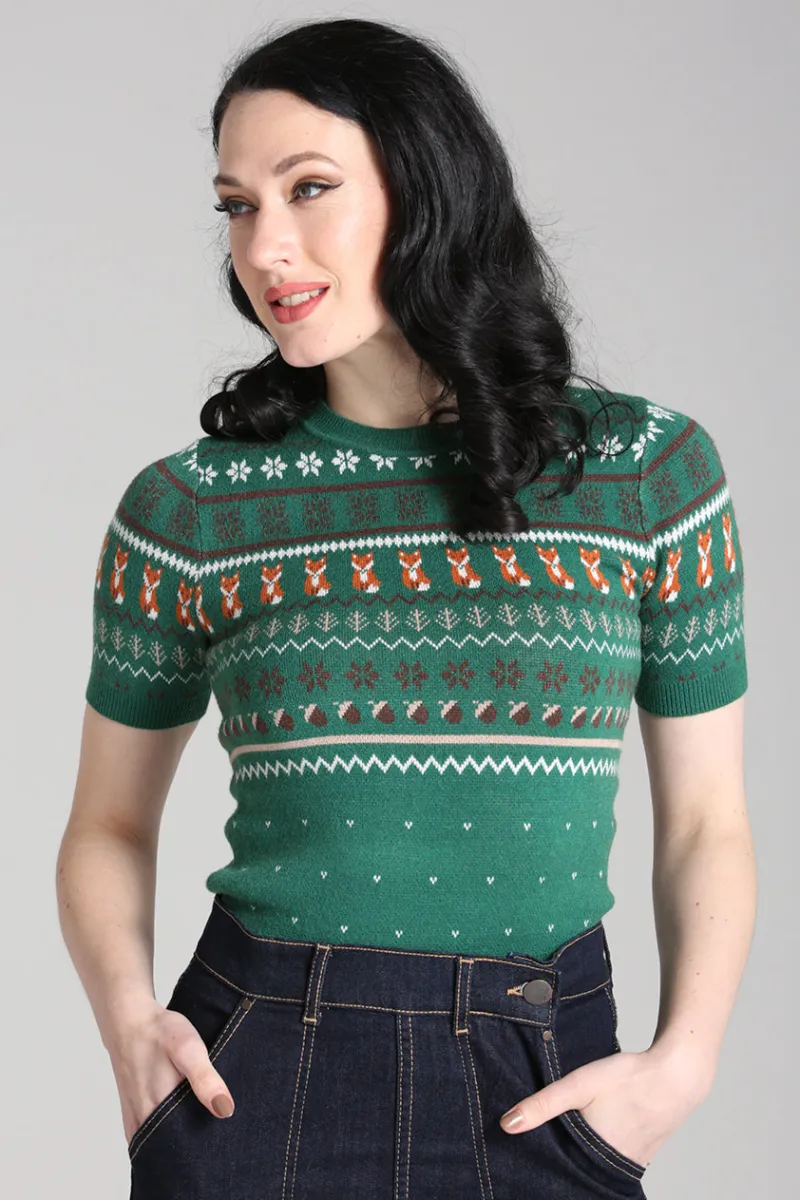 Hell Bunny Vixey Jumper Green Discount