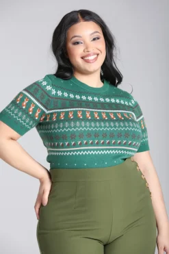 Hell Bunny Vixey Jumper Green Discount
