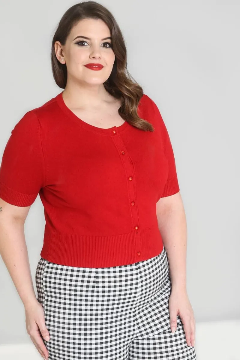 Hell Bunny Wendi Cardigan Red Discount