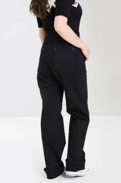 Hell Bunny Weston Denim Trousers Black Hot