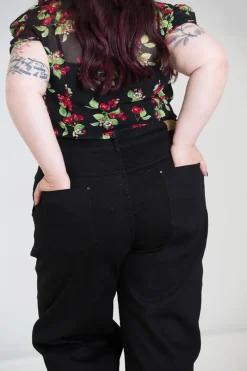 Hell Bunny Weston Denim Trousers Black Hot