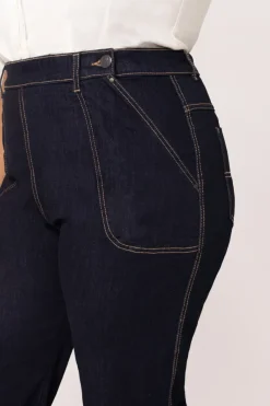 Hell Bunny Weston Denim Trousers Navy