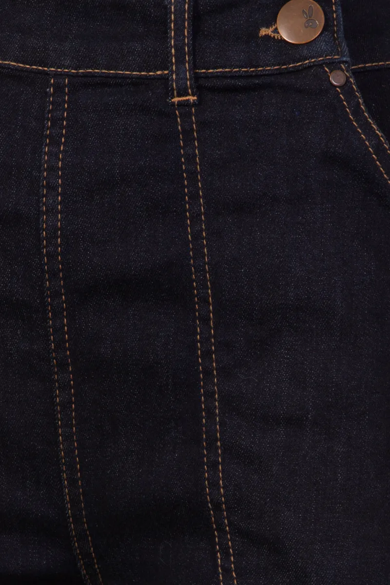Hell Bunny Weston Denim Trousers Navy