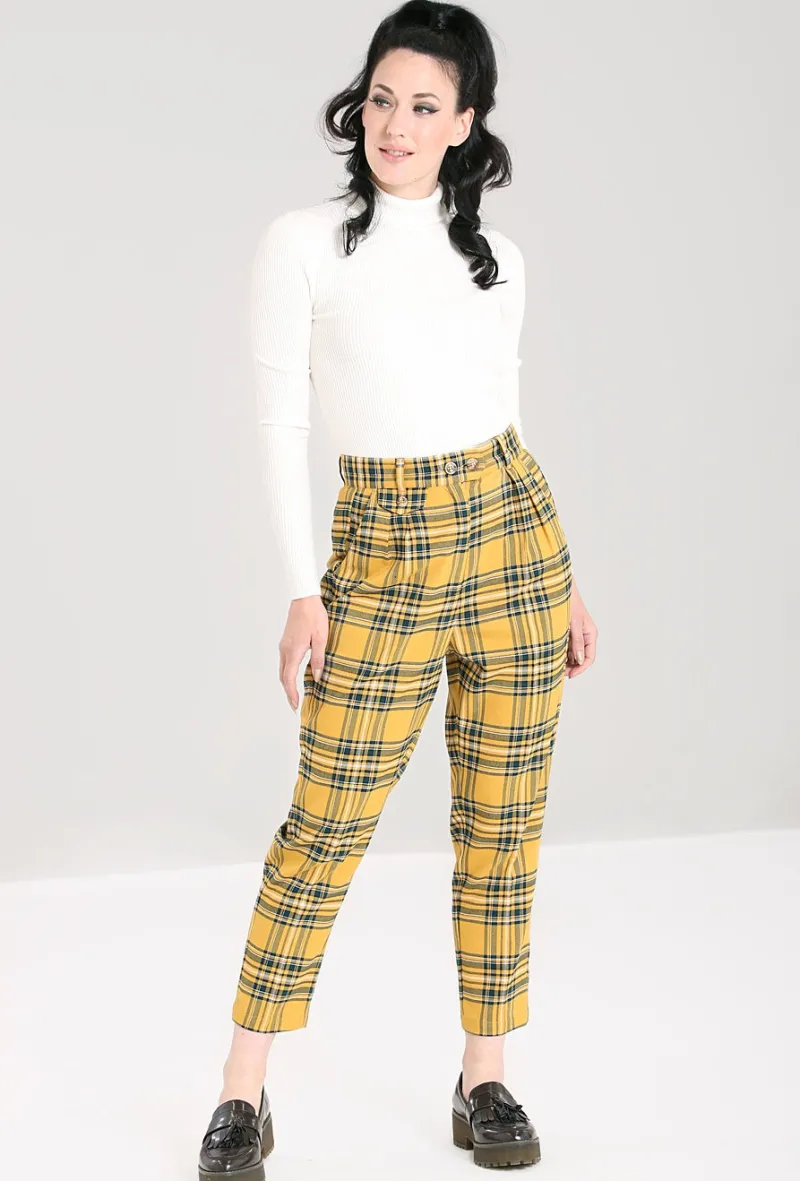 Hell Bunny Wither Trousers Mustard Hot