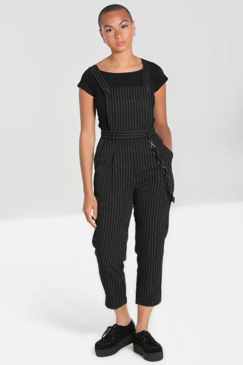 Hell Bunny Wolfie Dungarees Black Sale