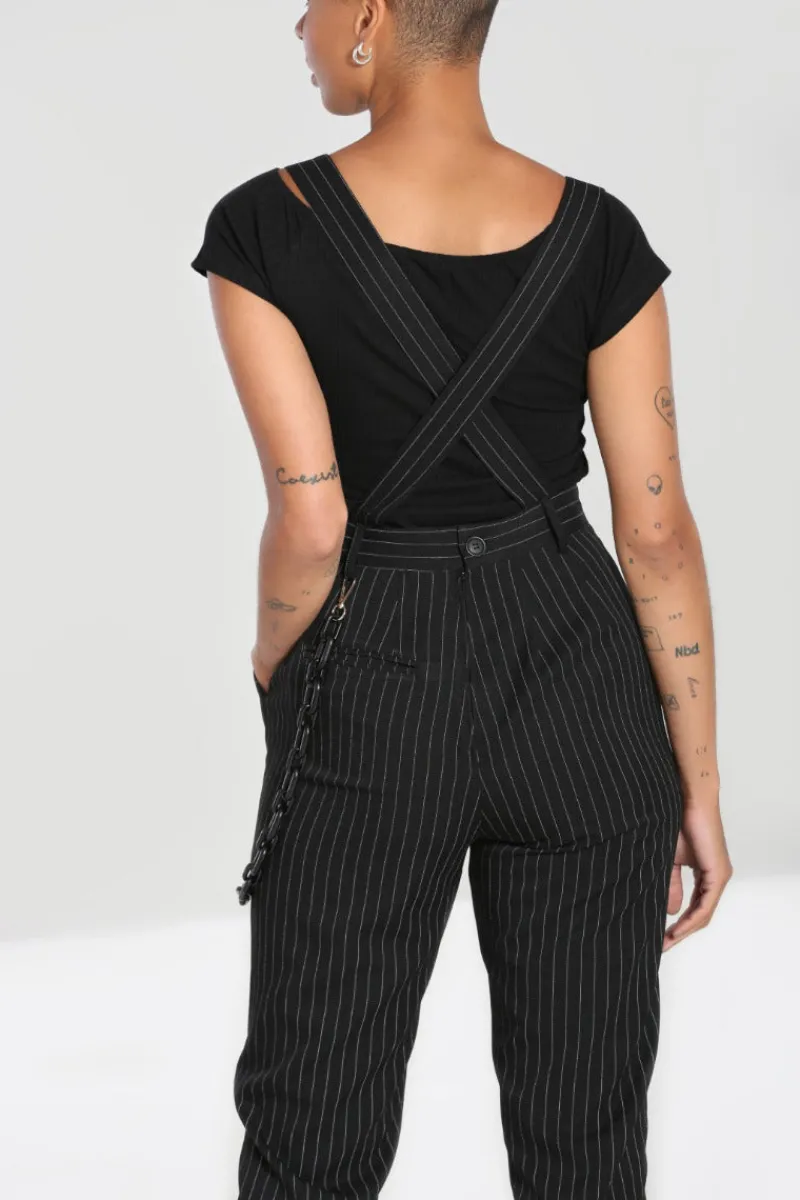 Hell Bunny Wolfie Dungarees Black Sale
