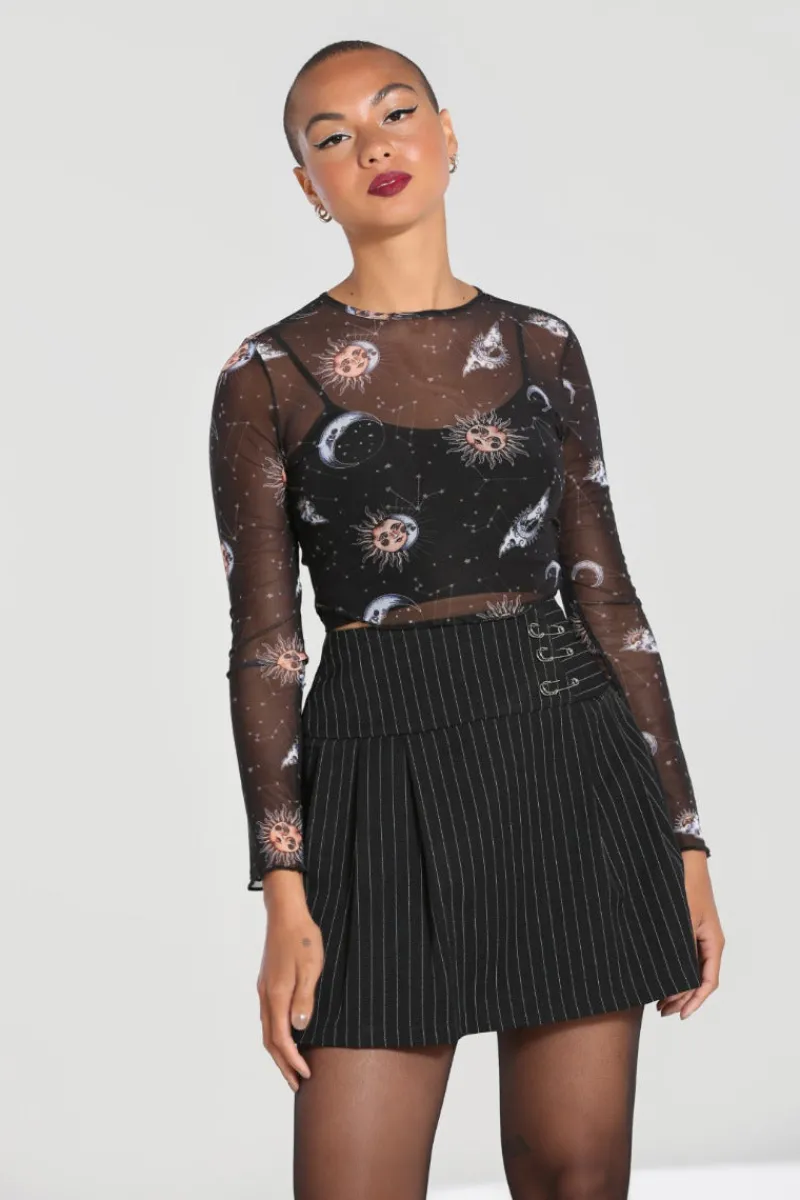 Hell Bunny Wolfie Mini Skirt Black New