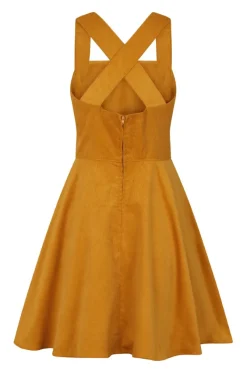 Hell Bunny Wonder Years Pinafore Dress Mustard New