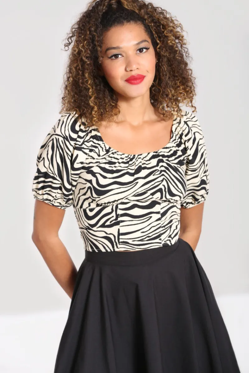 Hell Bunny Zebra Crop Top Ivory Hot