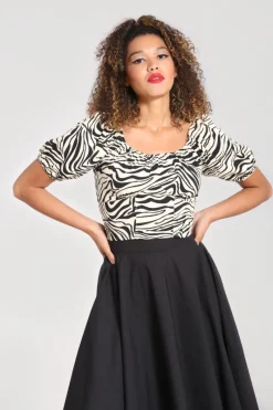Hell Bunny Zebra Crop Top Ivory Hot
