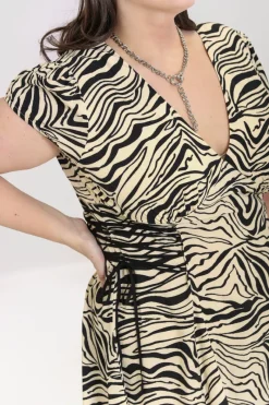 Hell Bunny Zebra Mini Dress Ivory Clearance