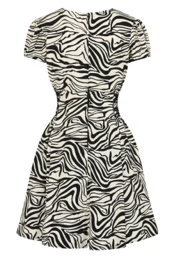 Hell Bunny Zebra Mini Dress Ivory Clearance