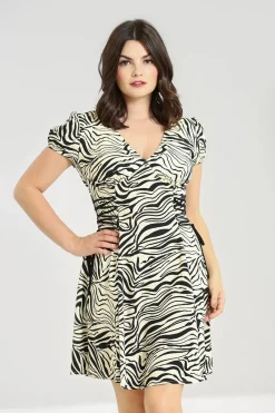 Hell Bunny Zebra Mini Dress Ivory Clearance