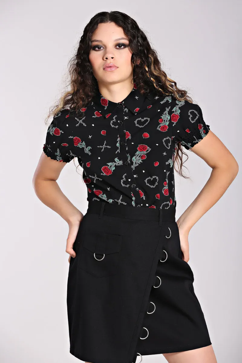 Hell Bunny Zoey Blouse Black Hot