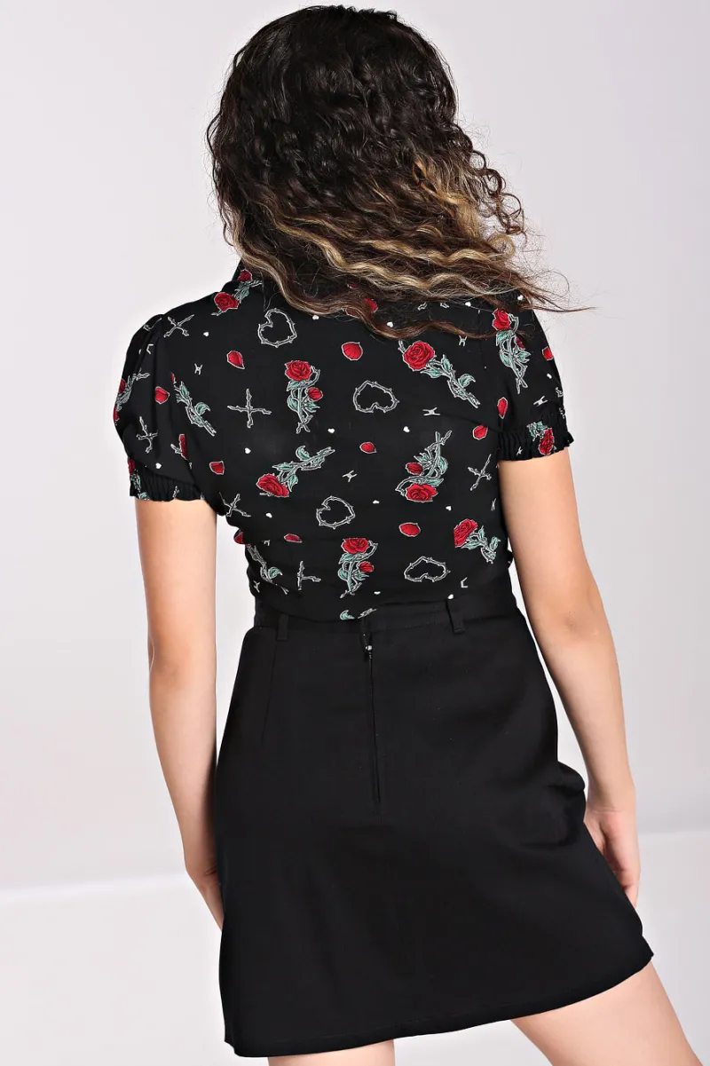 Hell Bunny Zoey Blouse Black Hot