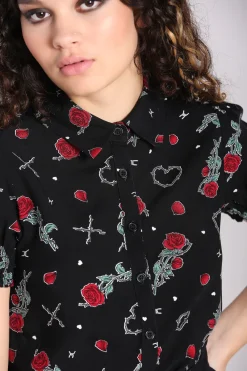 Hell Bunny Zoey Blouse Black Hot