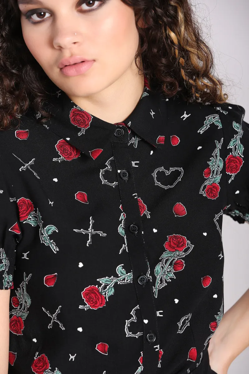 Hell Bunny Zoey Blouse Black Hot