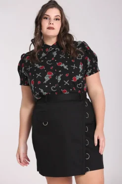 Hell Bunny Zoey Blouse Black Hot