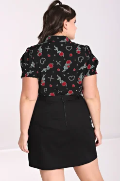 Hell Bunny Zoey Blouse Black Hot