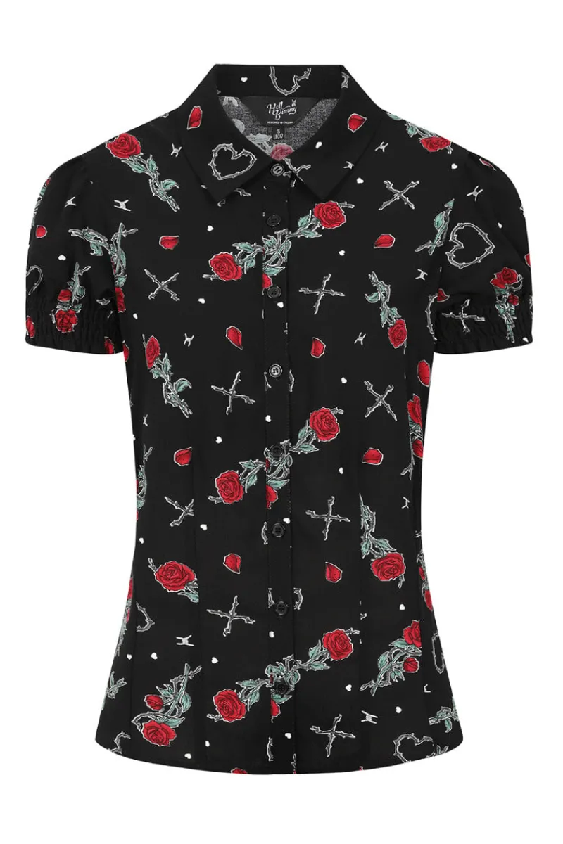 Hell Bunny Zoey Blouse Black Hot