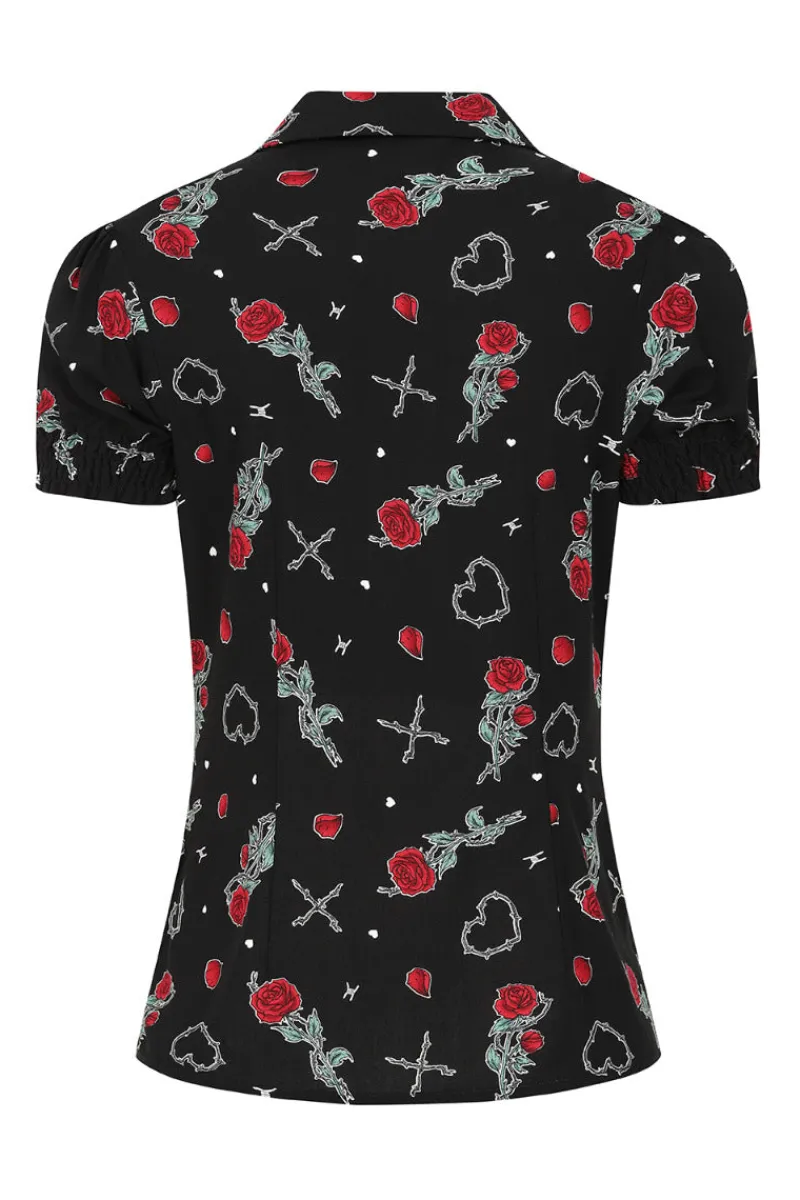 Hell Bunny Zoey Blouse Black Hot