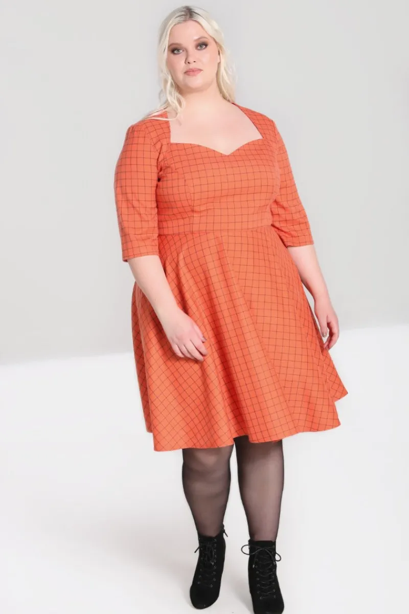 Hell Bunny Zora Mid Dress Orange Best