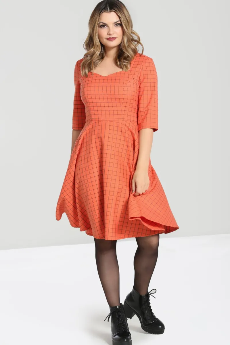 Hell Bunny Zora Mid Dress Orange Best