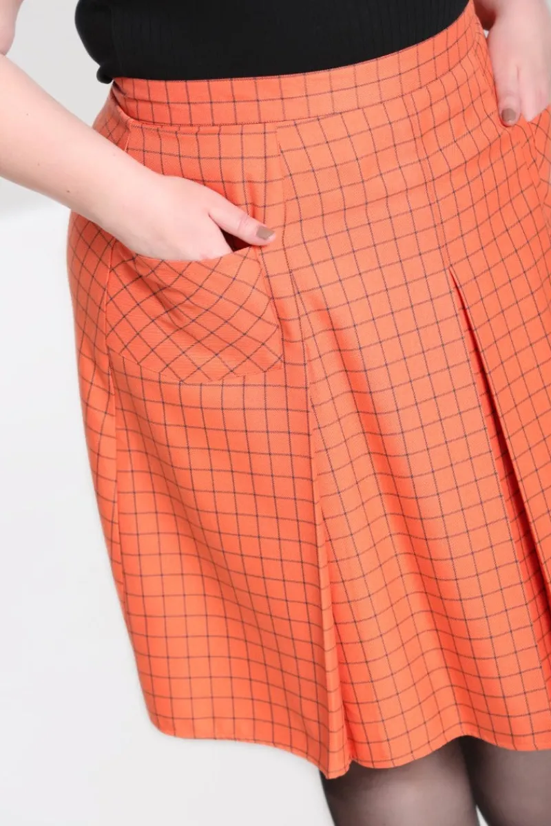 Hell Bunny Zora Skirt Orange New