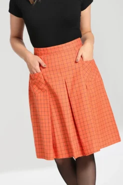 Hell Bunny Zora Skirt Orange New